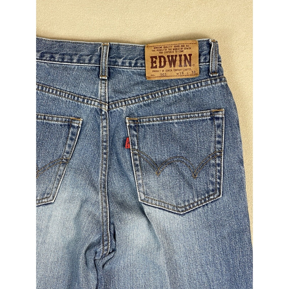 Edwin 503 Jeans Womens 28 Blue Medium Wash Straight Leg Denim Lot 11483-05 - Picture 11 of 12